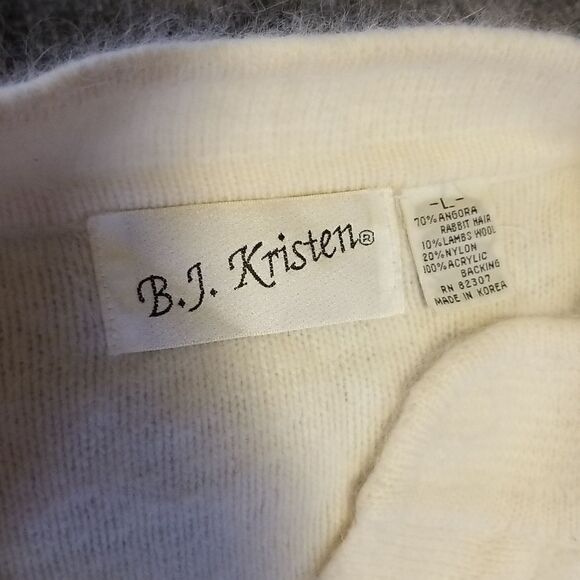 B.J.Kristen Womens Medium 80s Electric  Angora Wool Vintage Cardigan Sweater L - Picture 15 of 15